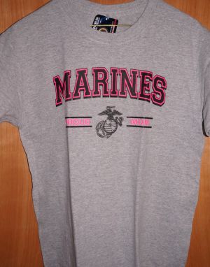 T-Shirt/Womens-Proud Marine Mom-Grey