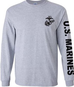 T-Shirt/ Long Sleeve-Ega, U.S. Marines on Sleeve
